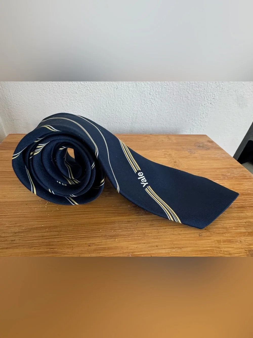 Vintage Yale Collegiate Navy Blue Tie Van Megen Gold/White Repp Stripes 54”X 3”
